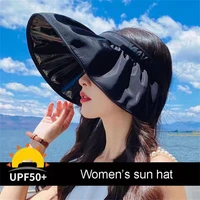 portable foldable wide large brim sun hat beach hats for women empty top visors cap hair accessories dual use headband gorras