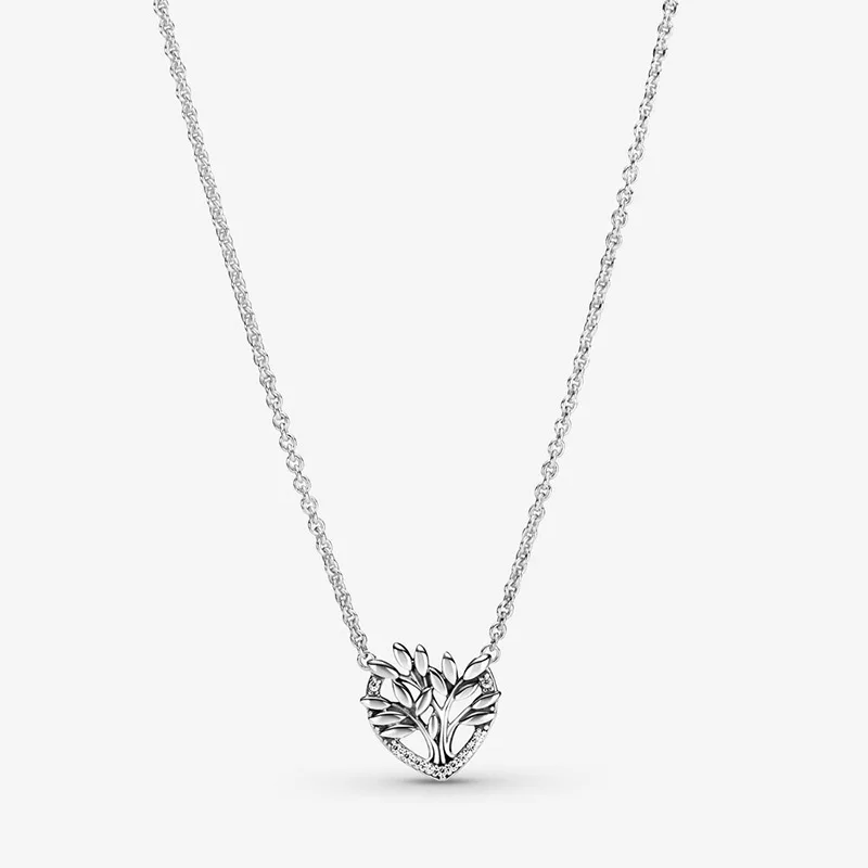 

FURUYA 925 Sterling Silver Family Tree Collier Necklace Heart Shape Necklaces Women Female Fashion Fine Jewelry