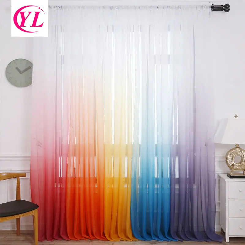 

Шторы градиентные из тюля, декоративные прозрачные Занавески в европейском и американском стиле для гостиной, спальни, кухни, гостиницы