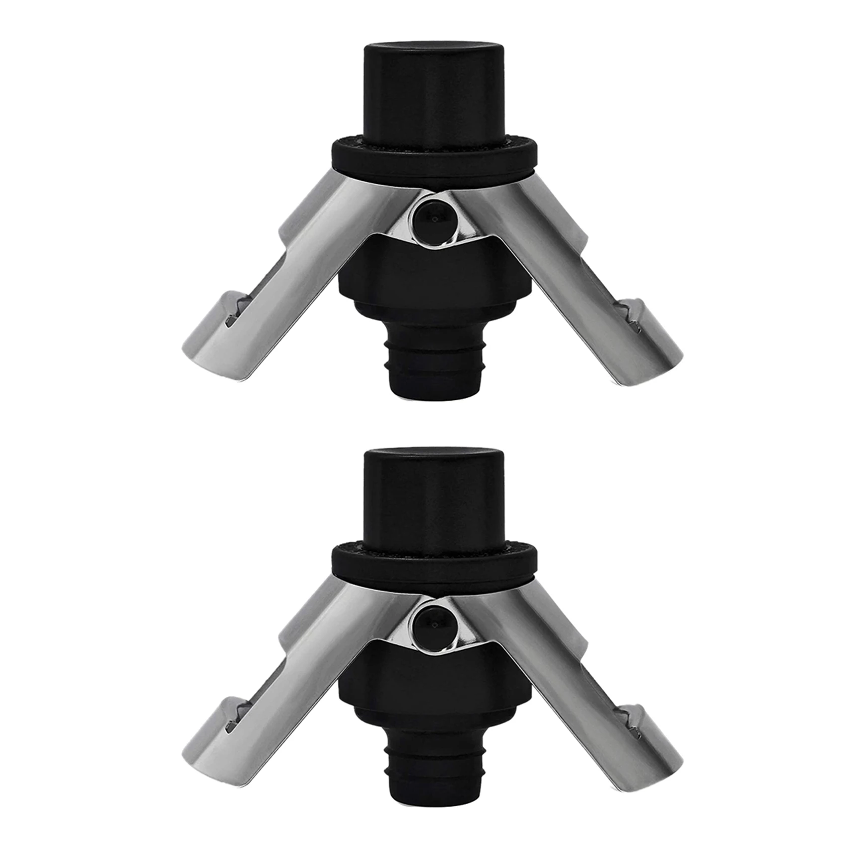 

2 шт., пробка для шампанского из нержавеющей стали, с насосом, подходит для бутылок со сверкающим вином, черного цвета