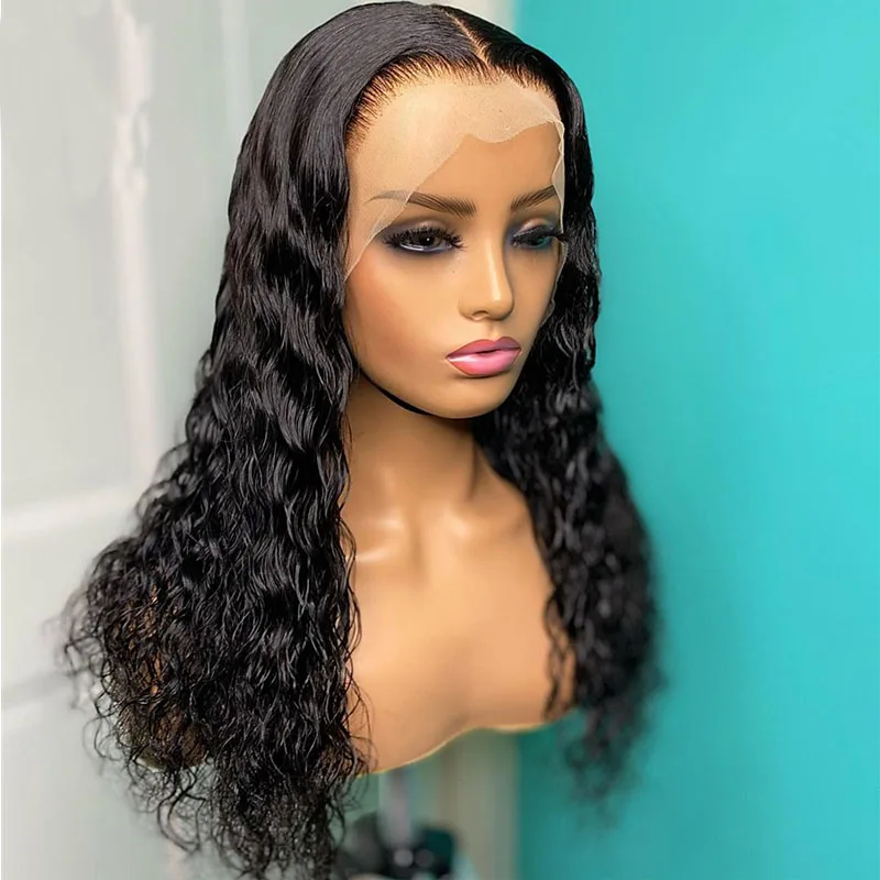 

180%Density 26Inch Natural Black Kinky Curly Soft Side Part Lace Front Wig For Women With Baby Hair Natural Hairline Free Shippi