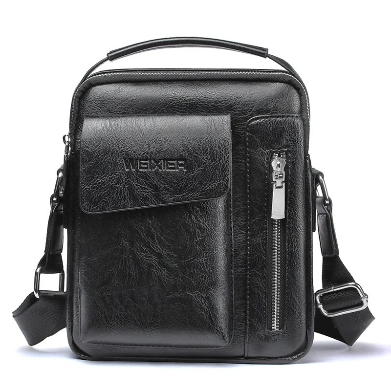 Black Fashion Shoulder Bag for Men Bags Vintage Business Man Crossbody Bag Leather Handbags Male Casual Sling Messenger Bag