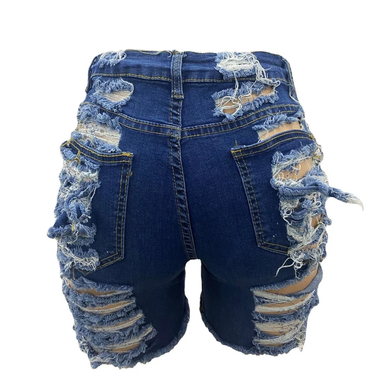

Шорты женские рваные из денима с завышенной талией, повседневные узкие джинсовые шорты с эффектом пуш-ап, модные Стрейчевые с дырками и карманами, уличная одежда
