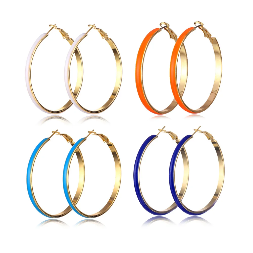 

2022 Creative Simple Big Hoop Eearrings For Woman Classic Oil Dripping Metal Charm Piercing Earrings Jewelry Couple Trend Gift