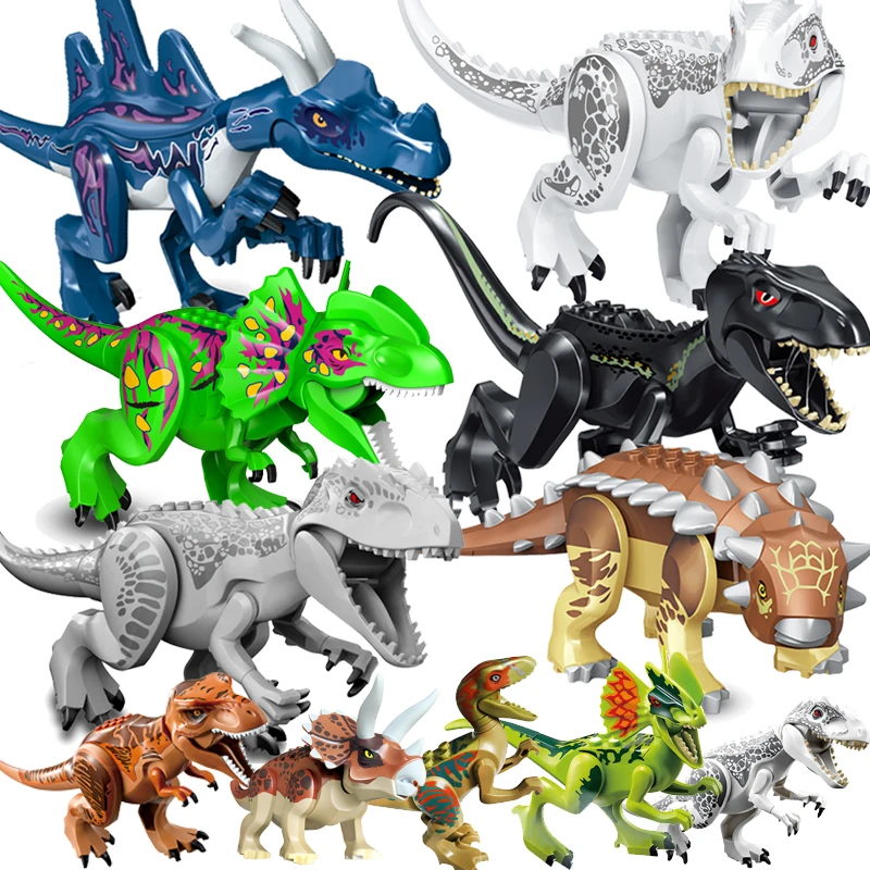 

Большие фигурки-Динозавры, кирпичи, конструктор мир Юрского периода, динозавр, тираннозавр, индоминус, T-Рекс, Велоцираптор, игрушки MOC, подар...