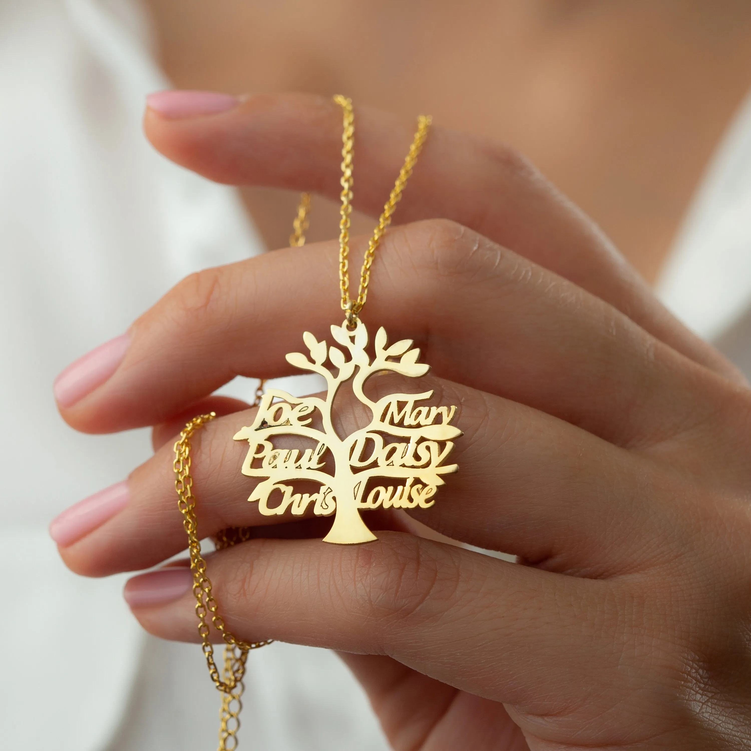 

Custom Tree Of Life Name Necklace for Women Kids Family Member Names Gold Stainless Steel Pendant Choker Jewelry Gifts
