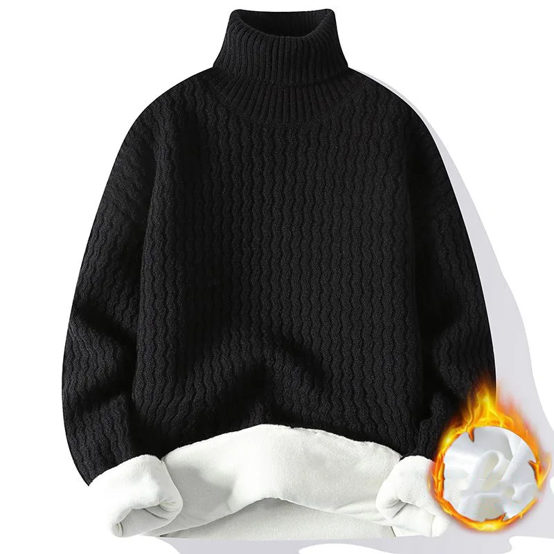 Winter turtle-neck warm sweater plus plush thickened self-heating pullover sweater male teenager knitwear