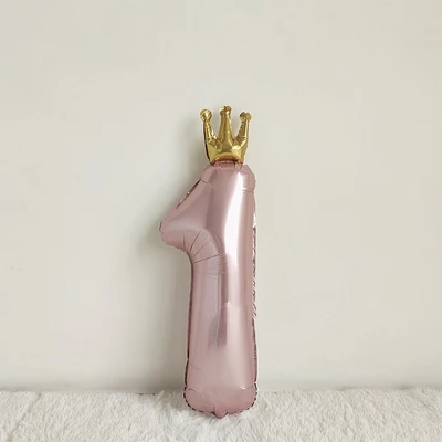 

Украшение на день рождения Euniqueen пастельно-розовое корона цифра 1