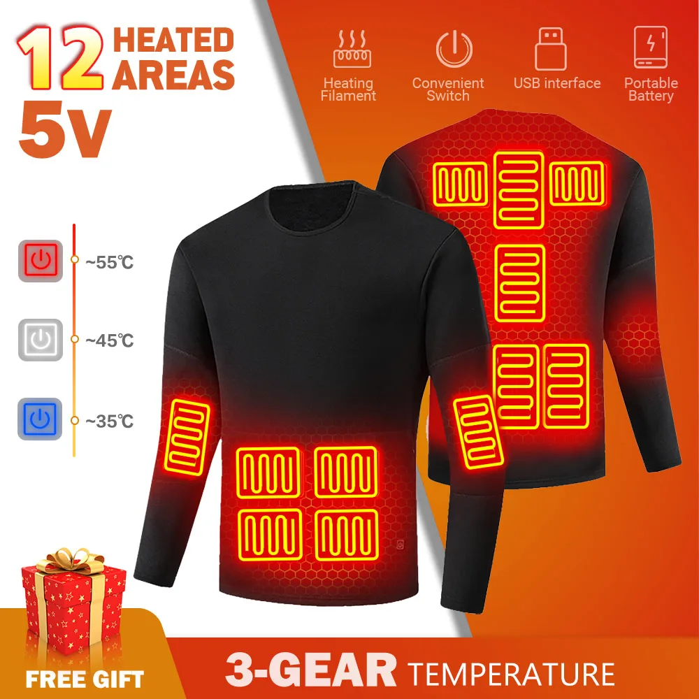 

Men Jacket Heating Thermal Underwear Skiwear Heated Jacket USB Electric Clothing Fleece Winter Warm Autumn Pants For Women