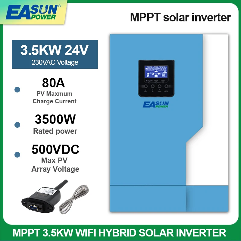 

3.5KW 24V Solar Inverter Pure Sine Wave BuiIt-in 100A MPPT Charge Controller Hybrid Inverter 230V Out-put Max. PV 5000W with WIF