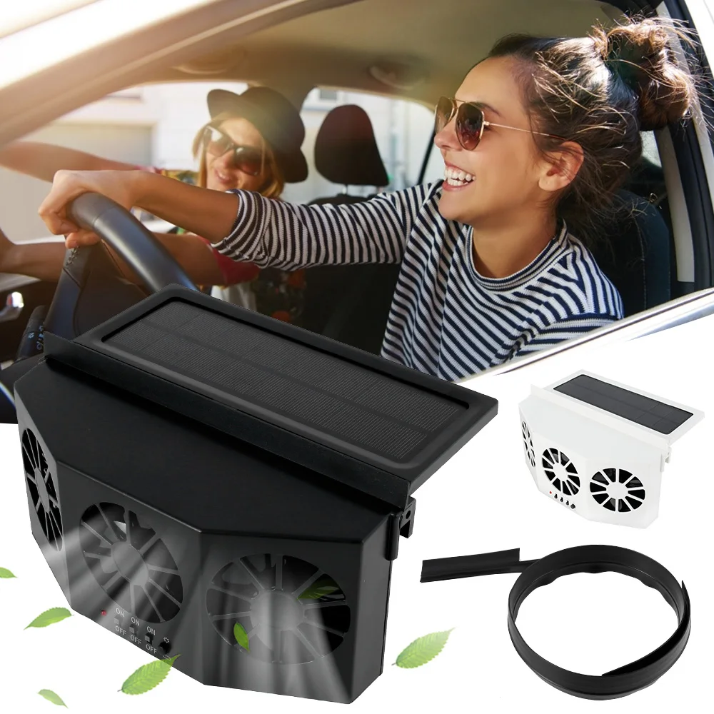 

New Car Circulation Exhaust Ventilation Fan Cooler Vehicle Cooling Tool Solar USB Dual Charging