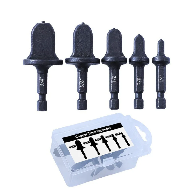 

5Pcs Air Conditioner Conditioning Tube Expander Swaging Tool Drill Bit Pipe Flaring Tool 1/4 Inch Hex Handle Tube Expander