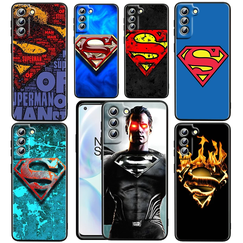 

DC Superhero Superman Logo Black Soft Phone Case For Samsung Galaxy S22 S21 S20 FE Ultra Plus S10 S9 S8 5G Silicone Cover Shell