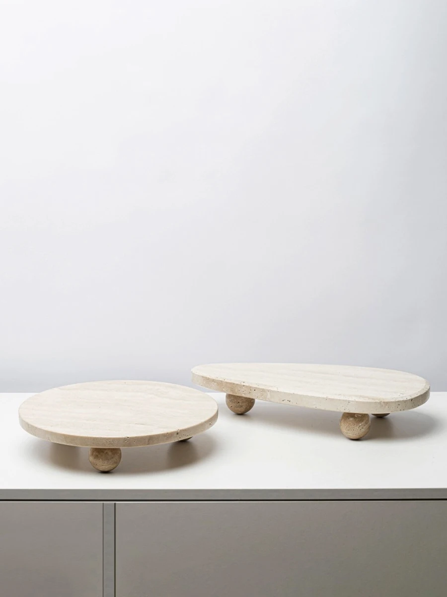 Поднос для хранения из желтого травертина минималистичный средневековый