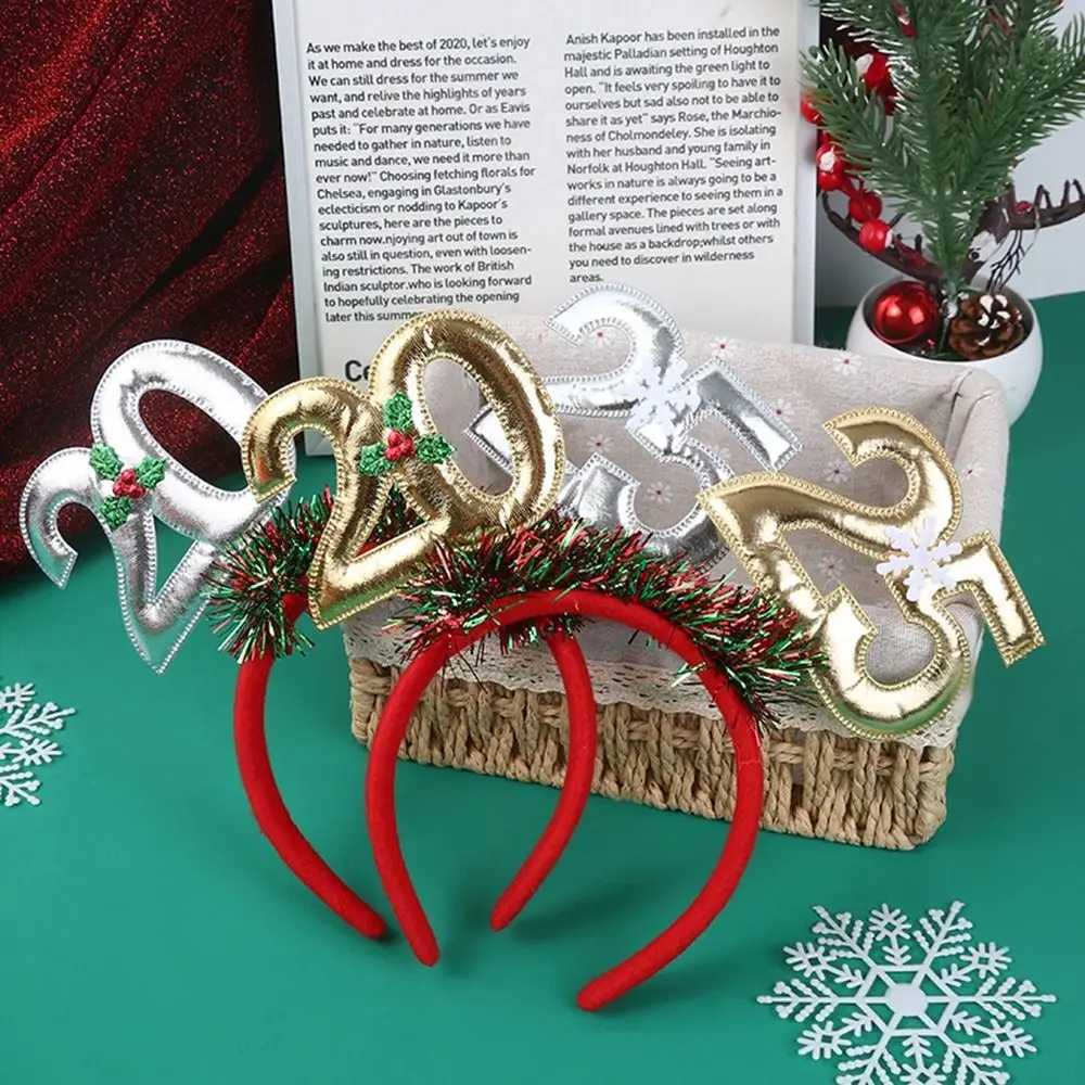 Повязка на голову с блестками 2024 Новым годом пластиковый головной убор буквами