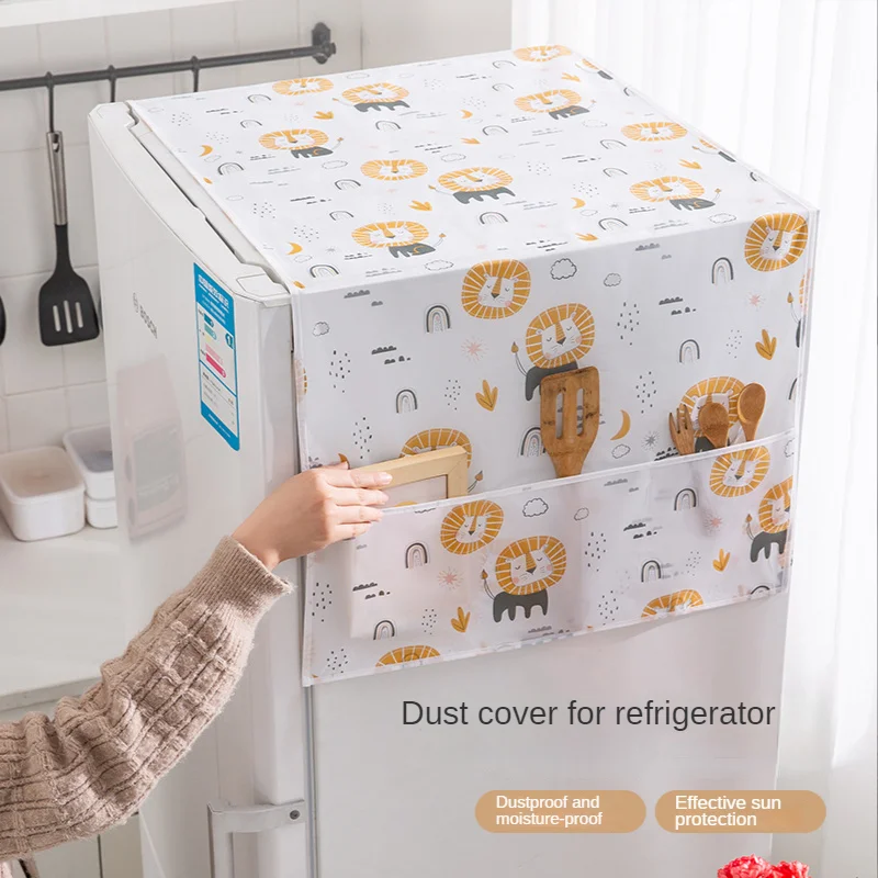 

Пылезащитный чехол для холодильника PEVA 55*130 см с принтом, с сумкой для хранения, моющийся многоцелевой бытовой чехол для стиральной машины