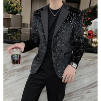2022 luxury men printing blazers business casual suit jacket 2021 autumn slim wedding bridegroom social dress coat veste homme