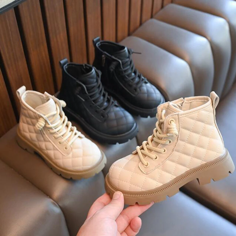 

Осенне-зимние детские зимние ботинки, модные короткие ботинки для девочек, однотонная обувь принцессы, детские Студенческие ботинки для девочек