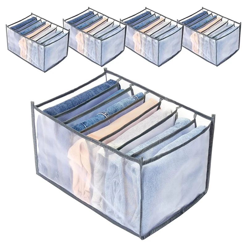 

Органайзер для одежды на 7 ячеек, 5 шт., складной органайзер для одежды для шкафа, моющийся ящик для одежды, ящик для хранения