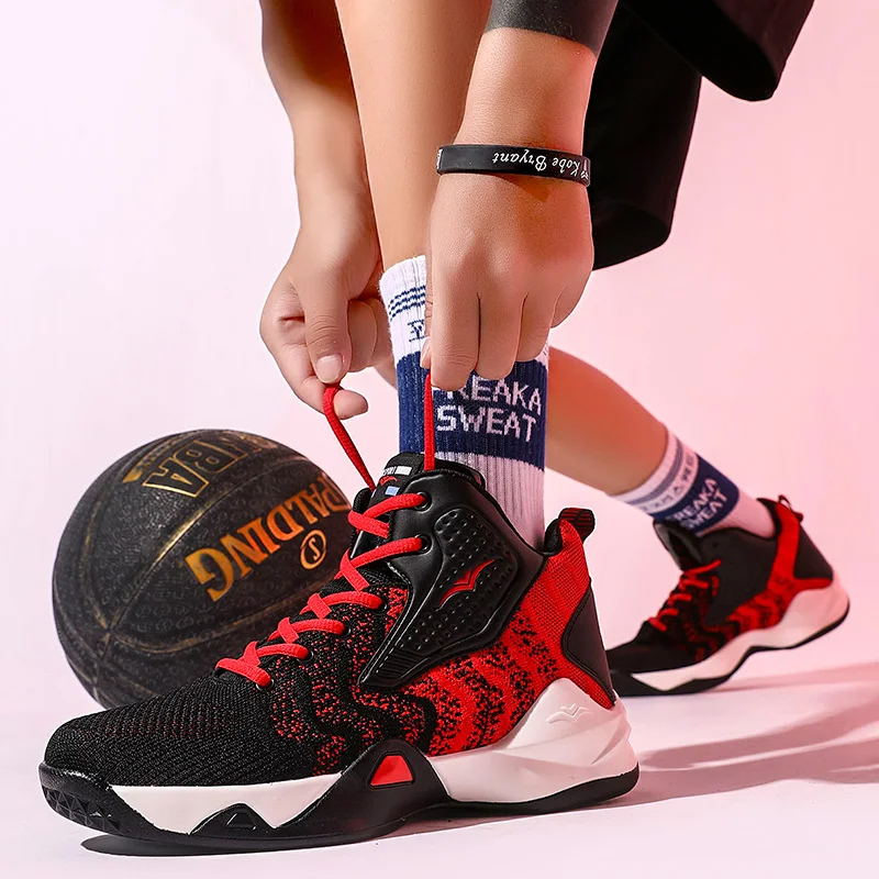 Unisex Basketball Shoes Men High-top Sports Air Cushion Hombre Athletic Mens Shoes Women Comfortable Breathable Sneakers