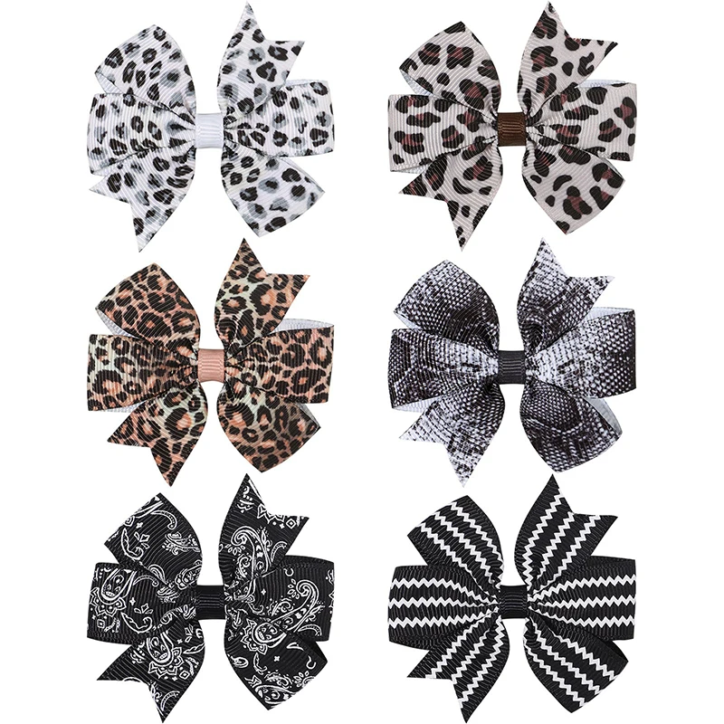 

Hair Pins and Clips Bows Accessories Girl Kids Children Baby Headwear Safari Zoo Animals Leopards Snake Decorations 6 a lot