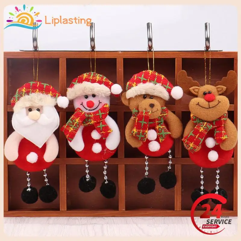 

Рождественские маленькие тканевые мягкие игрушки в виде животных, подвесные брелоки для украшения дома со снеговиком, оленем, подарки на Рождество