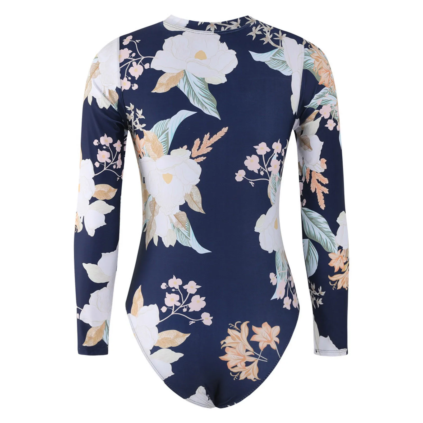 Женский слитный купальник с длинными рукавами на молнии |