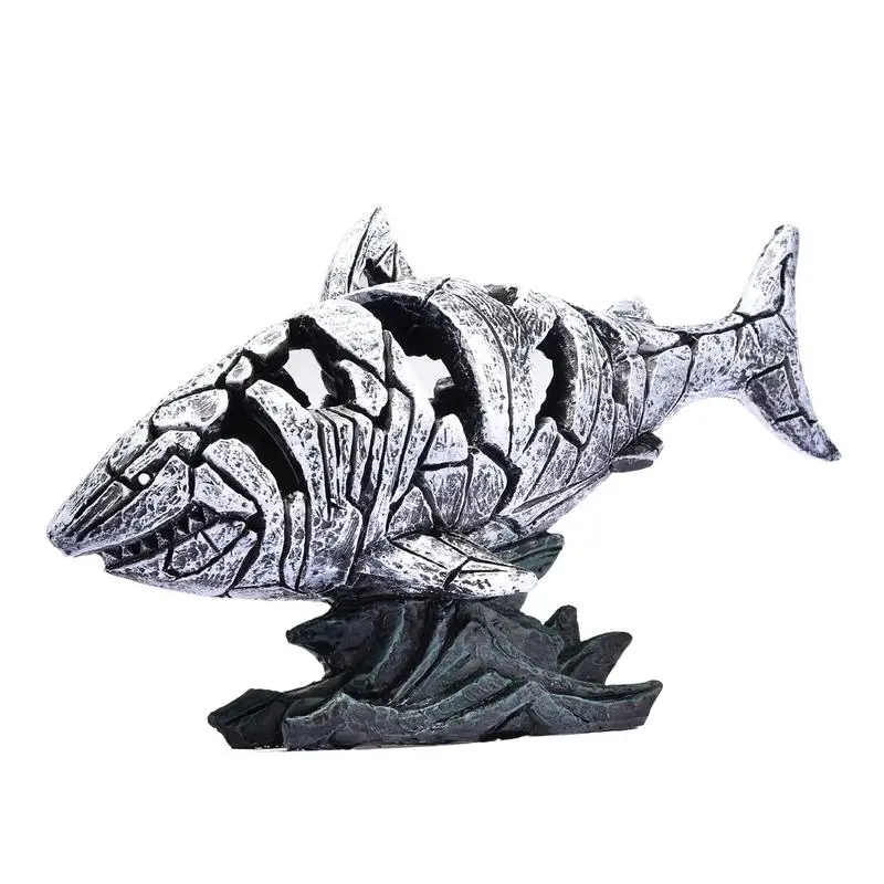 

Shark Statue Modern Cracked Shark Resin Sculpture Simulation Shark Sculpture Decorative Crafts Collections For Home Decor