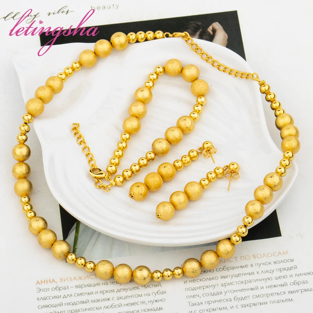 

Fashion Earrings Jewelry Women Lady Classic Drop Big 18K Gold Color Sets Trendy Hot Sale Pendant Necklace Romantic Wedding Party