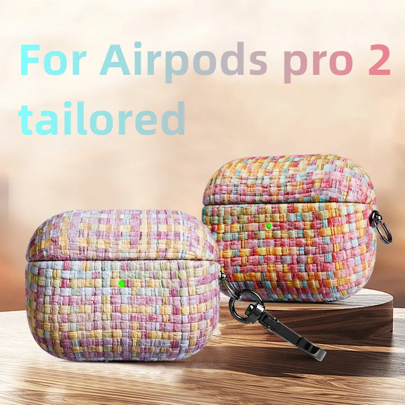 

Cover for airpods pro 2 case 2 3 pro Generacion Earphone Accessories Woven grain leather air pod shell Crust leather airpod case