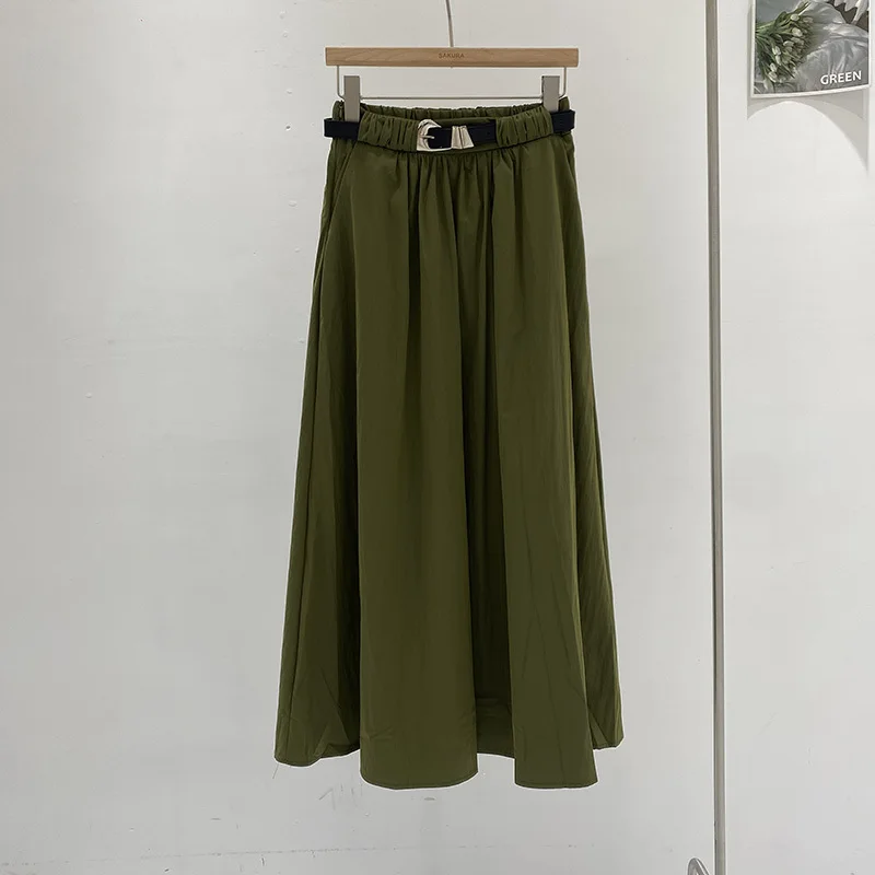 Юбка-миди Женская плиссированная с металлической пряжкой на резинке 3 цвета