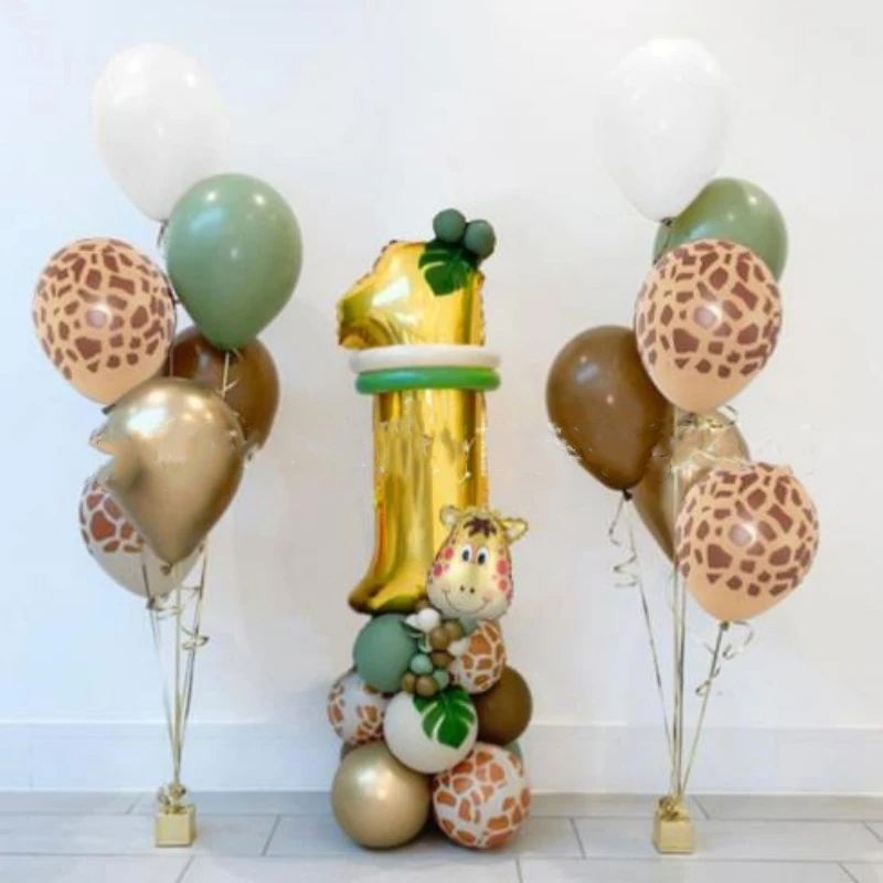 

Wild Animal Balloon Tower With Gold 1-9 Number Balloon For Boy's Jungle Safari Birthday Party Decoration Forest Party Supply