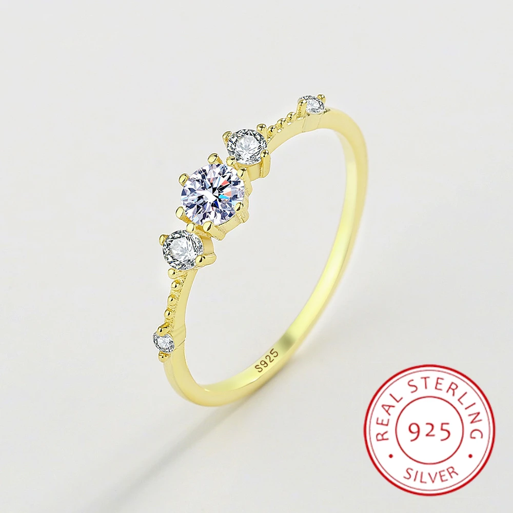 

New Fashion Light Luxury Exquisite Zircon Diamond 18K Yellow Gold Women's Ring S925 Original Authentic Sterling Silver Jewelry
