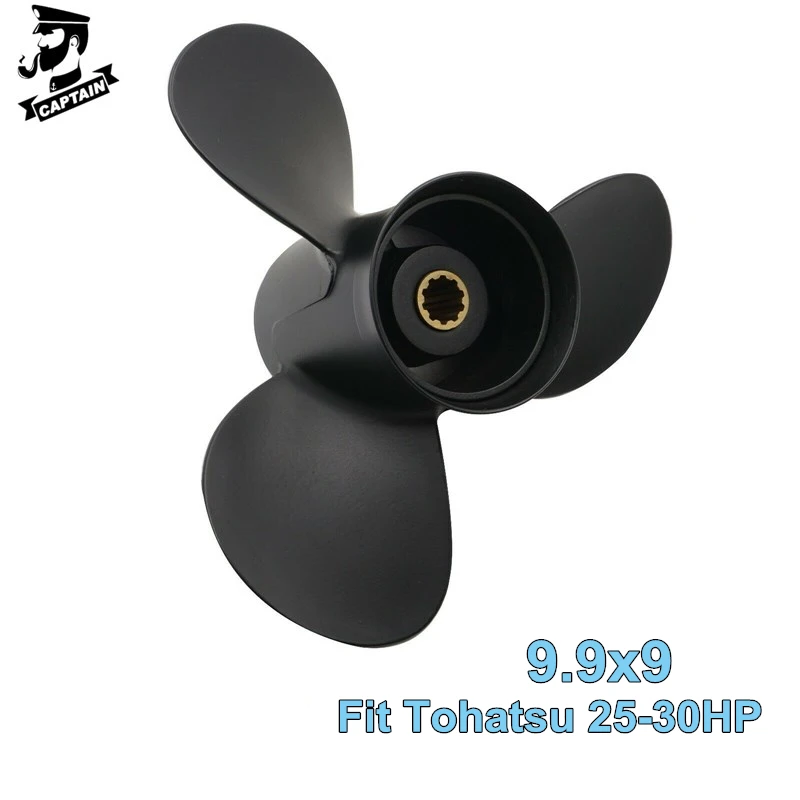Captain Boat Propeller 9.9x9 Fit Tohatsu Outboard Engines 25HP 30HP MFS25B MFS30B Aluminum Propeller 3 Blades 10 Tooth Splines
