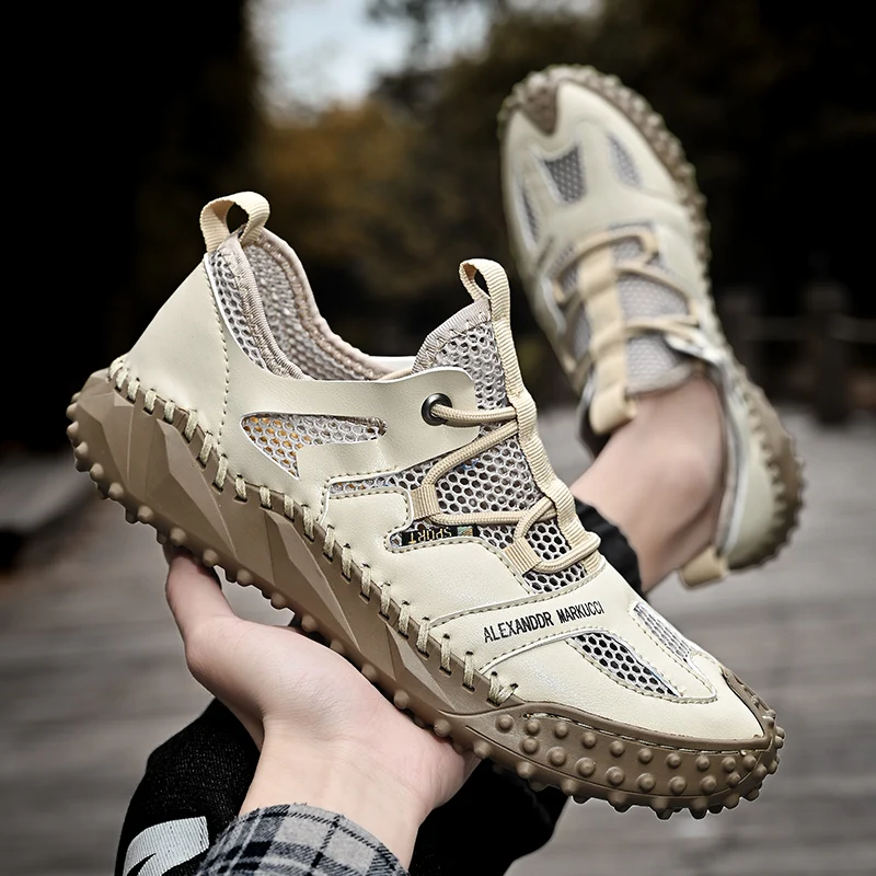 Мужские сетчатые кроссовки темно-синие дышащие для бега повседневная