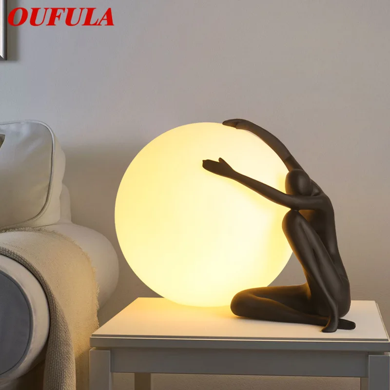 

OUFULA Nordic Table Lamp Contemporary Creative Ornament Resin Desk Light LED Decor for Home Living Room Study Bedside