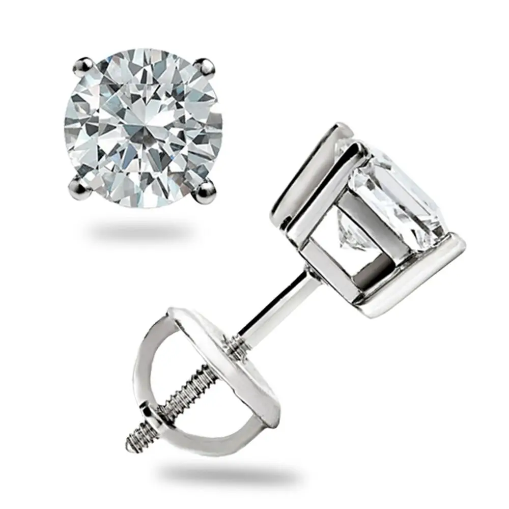

Moissanite 925 1.0 Ct Round cut GRA Sterl Silver Stud Earrings