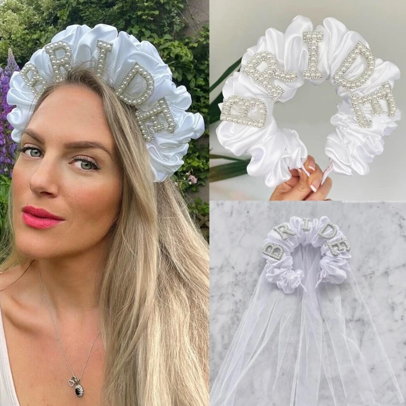 

Stunning Pearls Headband Bridal Veil Vintage Hairband Gorgeous Baroque Hairband Bride to Be Veil for Bachelorette Party