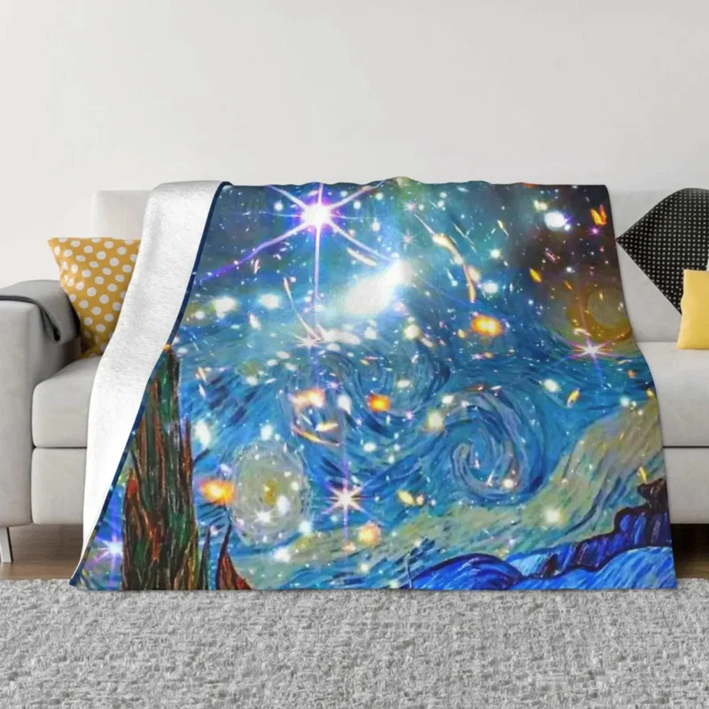 

Van Gogh Oil Painting Art Blankets Coral Fleece Plush Decoration Bedroom Bedding Couch Bedspread