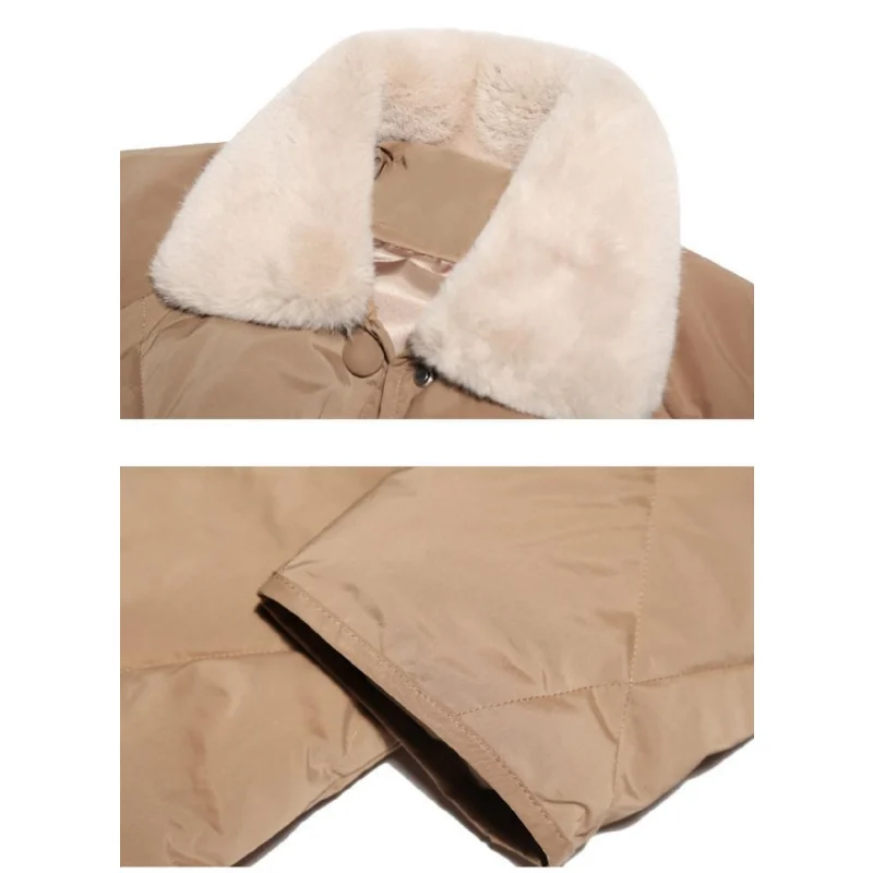 Oversize Parka Mujer Winter Clothes Women Female Warm Rhombus Pattern Fur Collar Cotton Overcoat Long Parkas Casual Thick Coats
