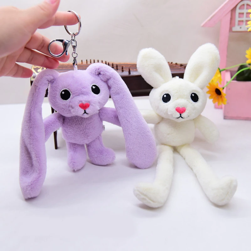 

30cm Plush Long-Eared Rabbit Doll Keychain Ear Legs Retractable Rabbit Plush Toy Children's Vent Decompression Bag Ornament Gift