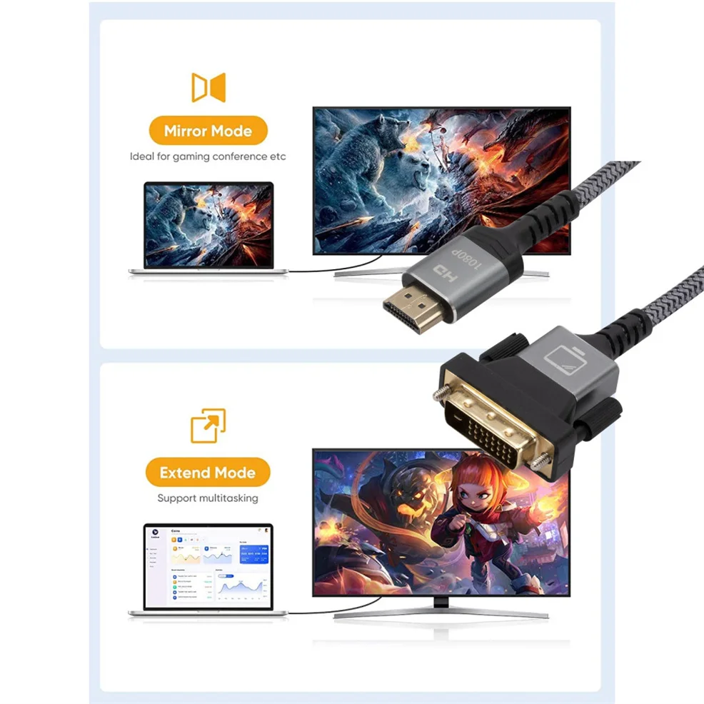 Кабель 1080P HDMI-совместимый с DVI на адаптер DVI-D 24 + 1 двунаправленный для HD TV XBOX DVD PS4
