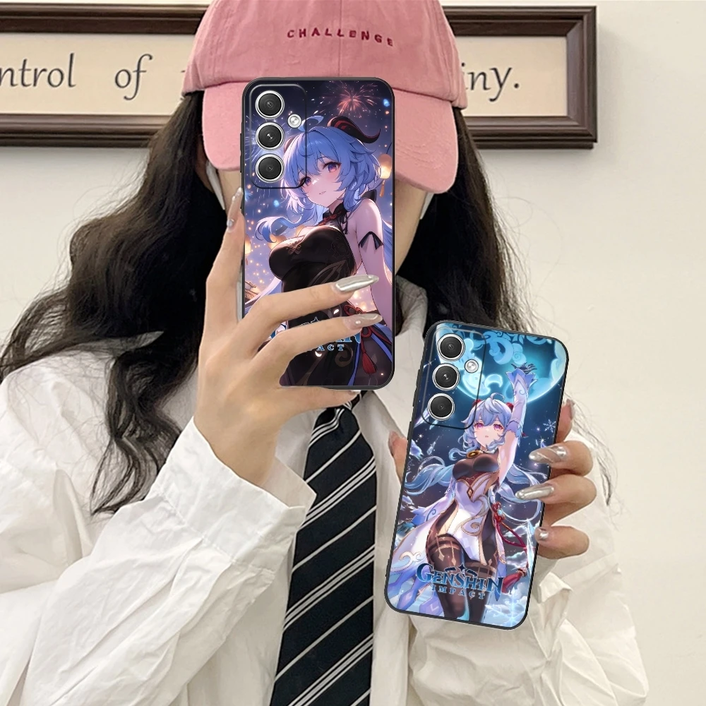 Чехол Genshin Impact Ganyu мобильный телефон для Samsung Galaxy S24 S23 S22 S21 S20 S10 S9 Plus FE Ultra Lite черный