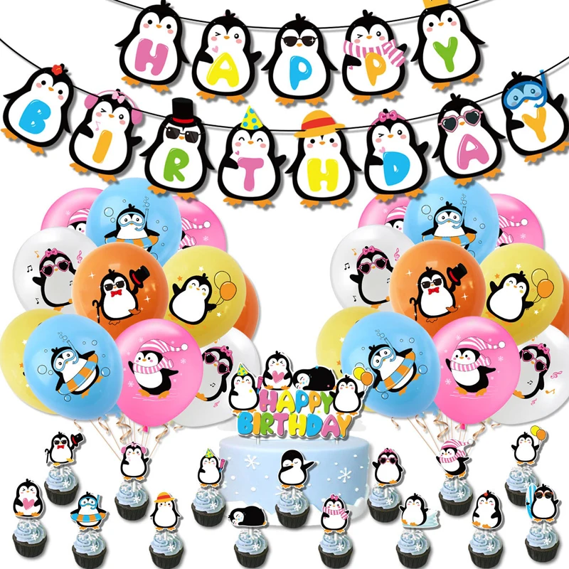 

Cute Penguin Theme Latex Balloon Birthday Party Supplies Animals Balloon Decoration Baby Shower Kids Toy Gift Banner Globos