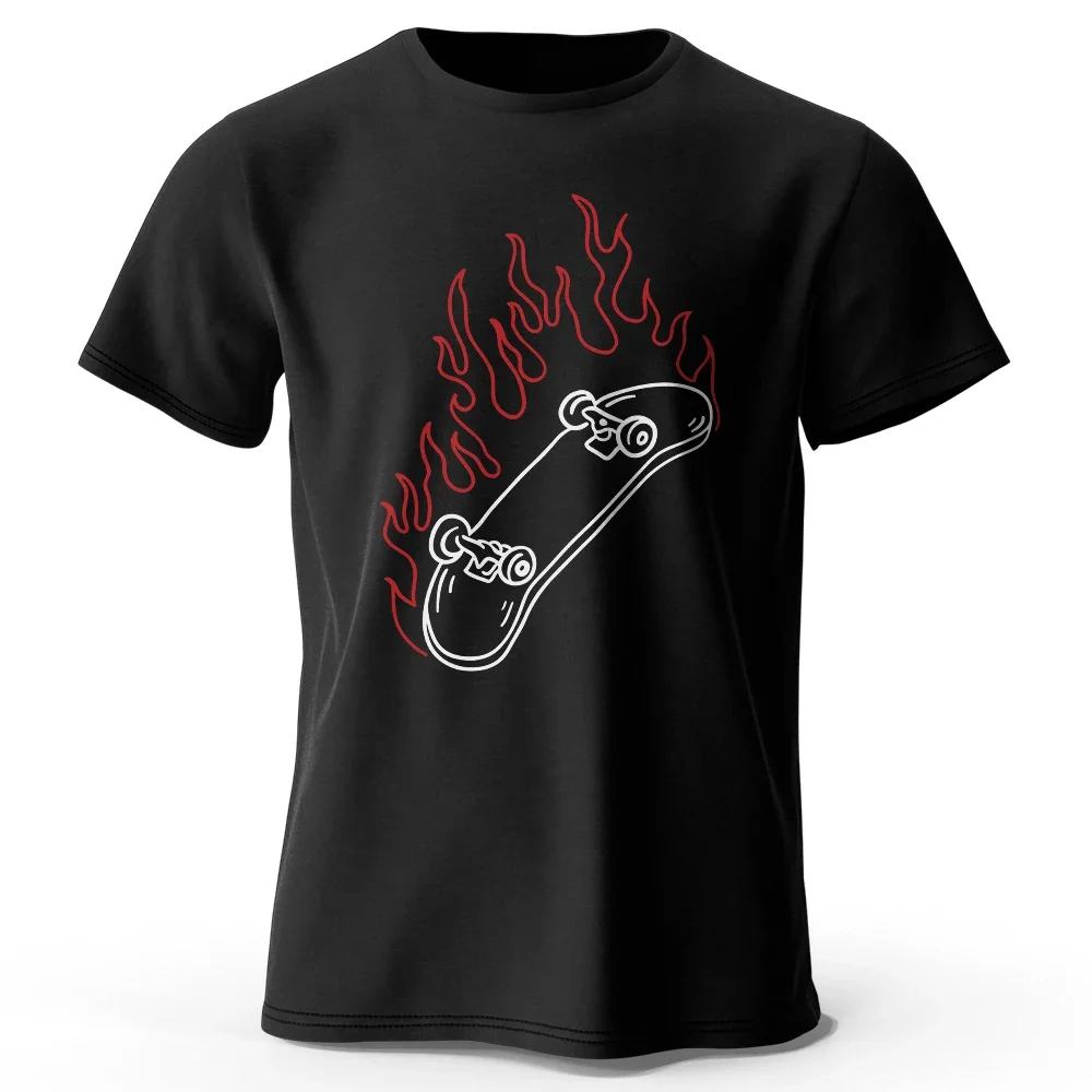 

Skateboard Lovers Summer Men’s Graphic T-Shirt in 100% Cotton Oversized HIP HOP Style Tops Tees for Streetwear