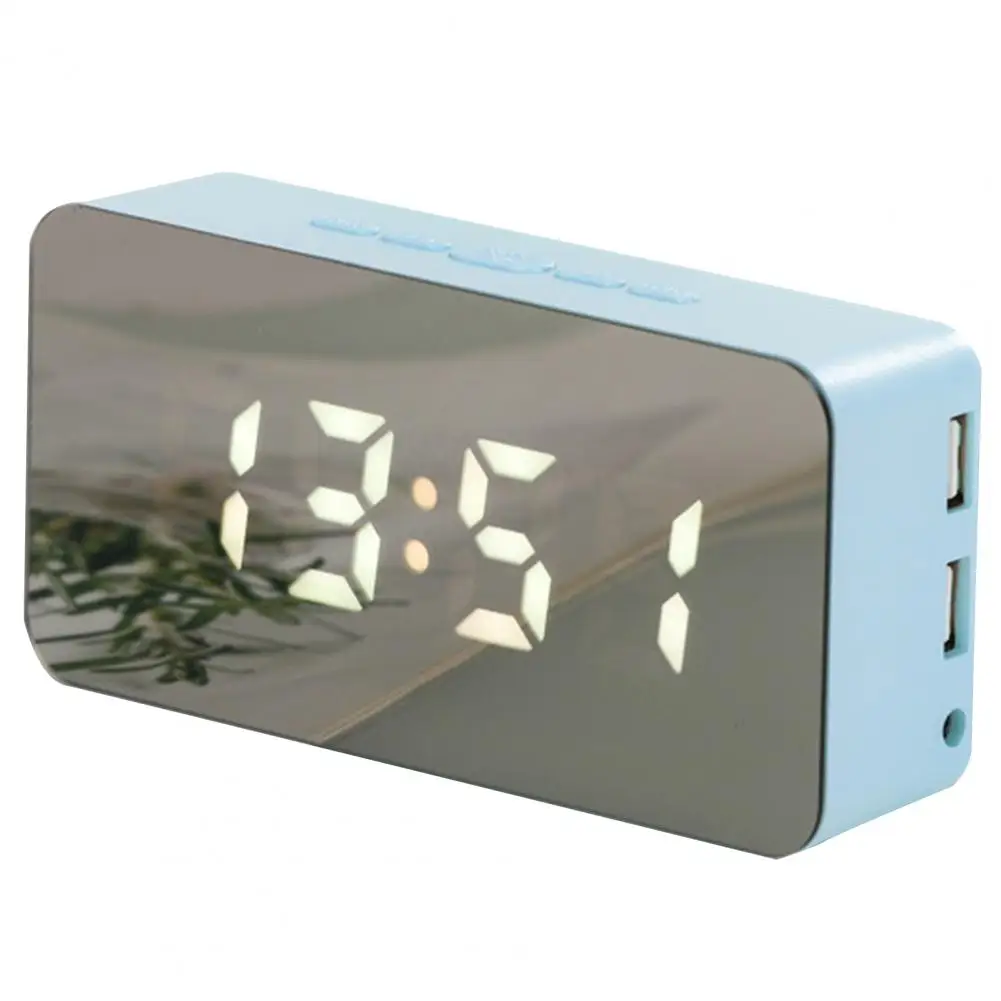 Будильник многофункциональный с зеркальной поверхностью и 2 USB-интерфейсами