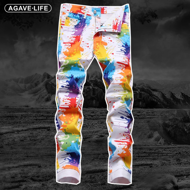 

Джинсы мужские стрейчевые, Всесезонные брюки из денима, свободные прямые модные джинсы со средней талией и вышивкой, с цифровым принтом