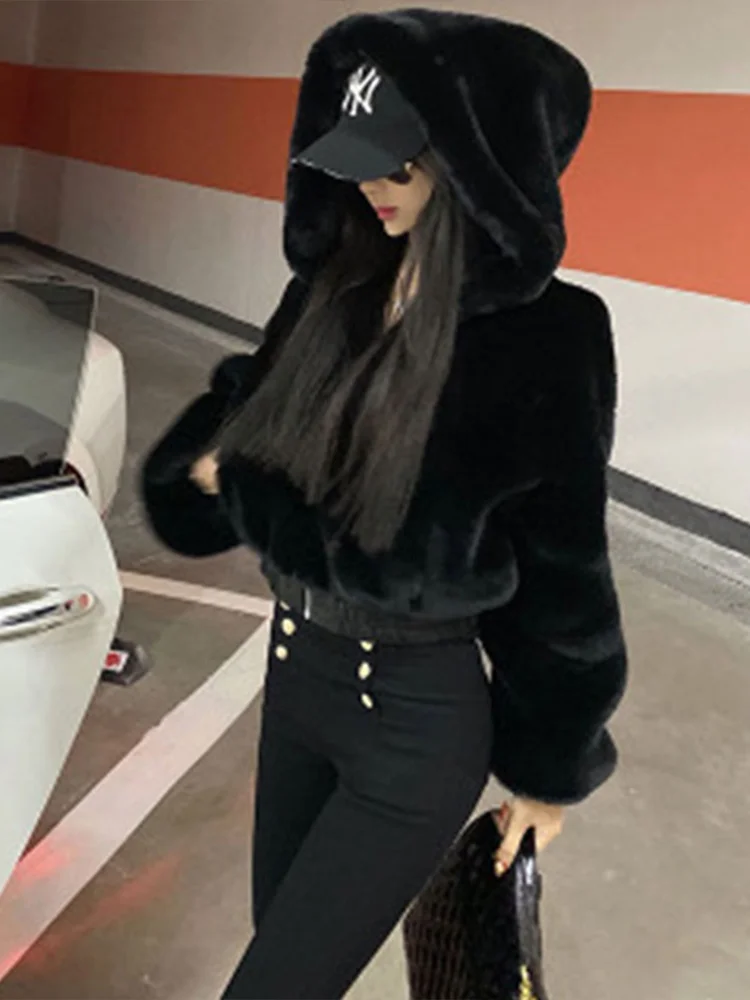 Женское пальто на молнии InsGoth Mall черное с высокой талией в стиле Харадзюку