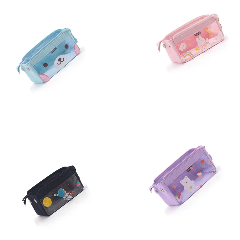 

ANGOO Clear Pencil Case For Students Colored Pen Bag Large Capacity Pencil Case Cute Storage Pen Pouch Stationery Supply