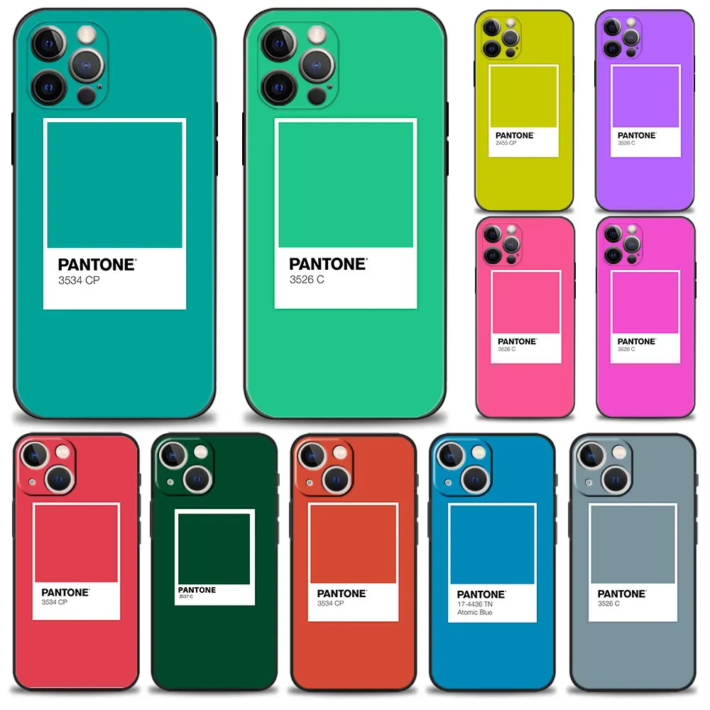 For Apple iPhone 11 12 14 8 Plus X XS 7 XR 13 Pro Max 6 5S SE2022 SE2 6S 5 Mini Phone Case Protection Pantone Colorful Card